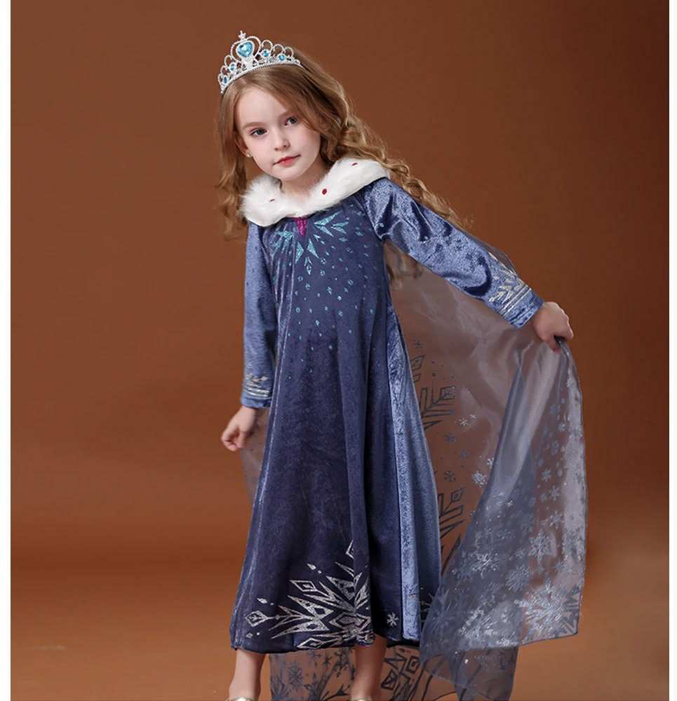 Elsa dark blue velvet dress