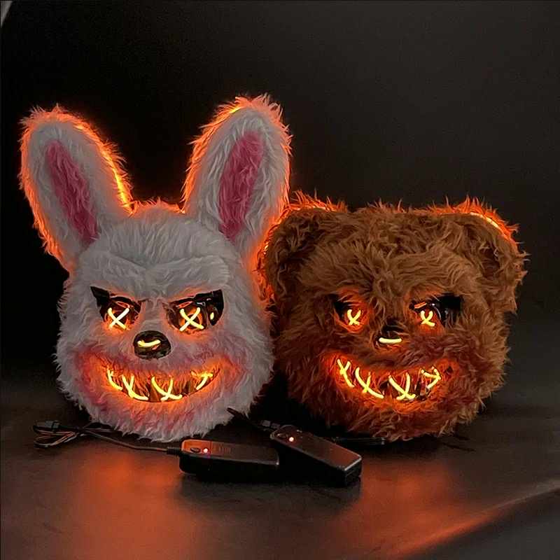 Halloween LED light up horror mask Rabbit and Brown Bear