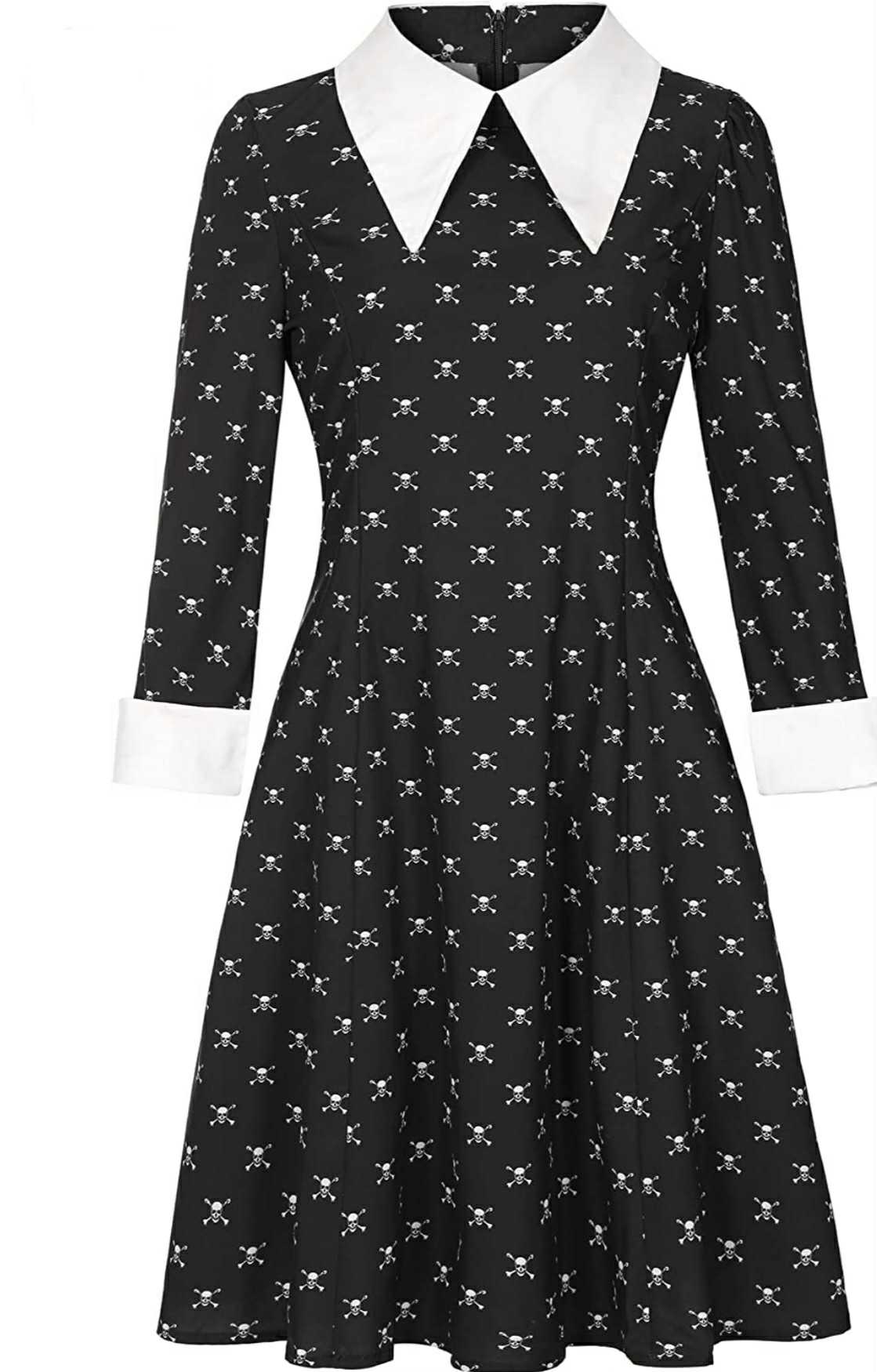 Wednesday black & white dress adult