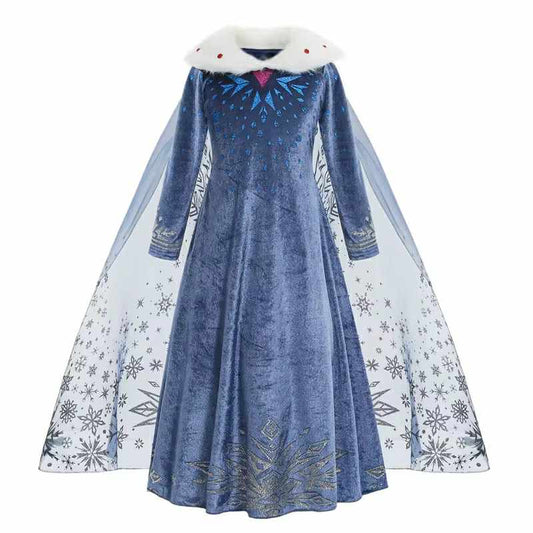 Elsa dark blue velvet dress